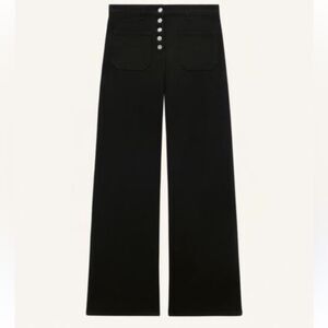 Courreges Paris Womens MULTIFLEX DENIM BAGGY Wide Leg Jeans Size 36 Black